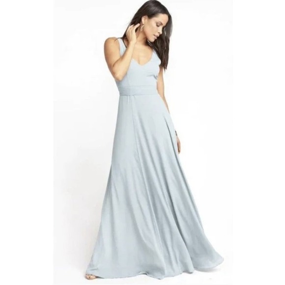 Show Me Your Mumu Jenn Maxi‎ Dress in Silver Sage Crisp Blue V Neck| XXS | NWT - Picture 15 of 15